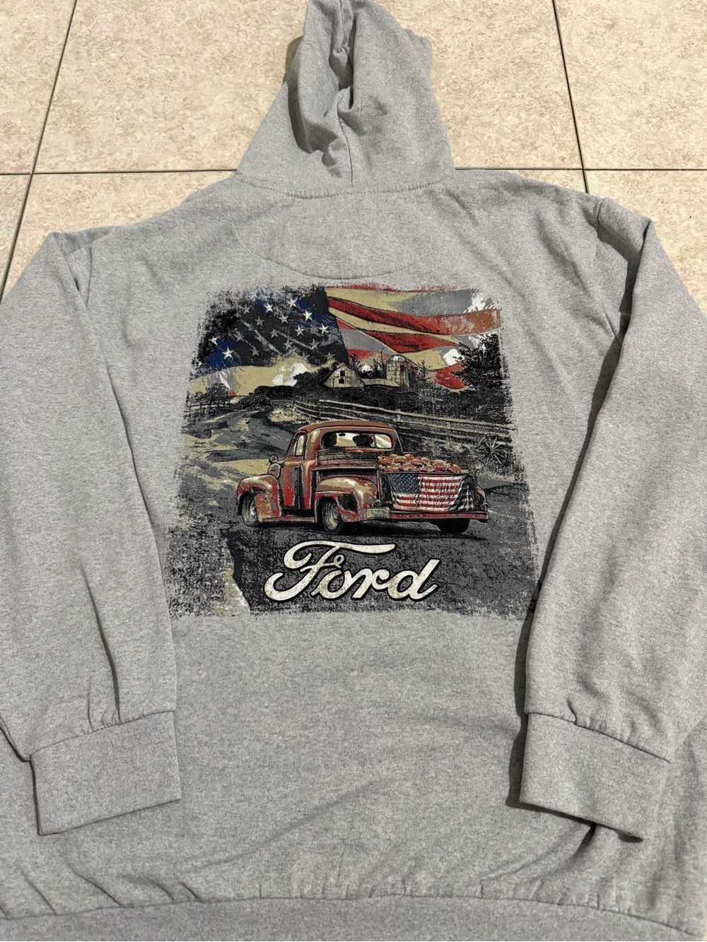 Ford Light Gray Hooded Sweatshirt with Black Lining
